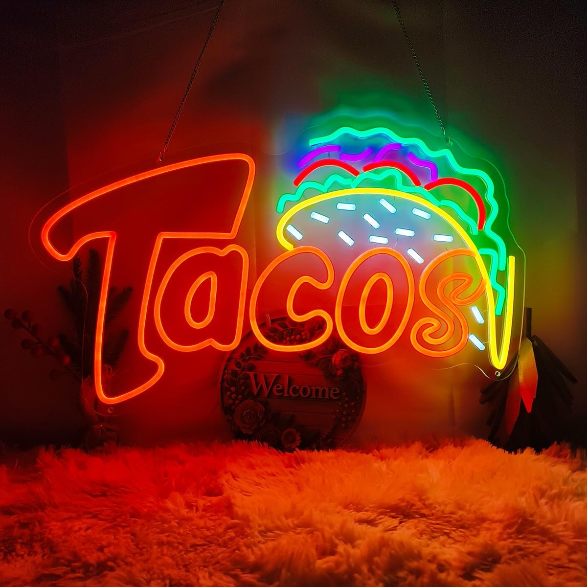 Outdoor Lighting Restaurant - Enseigne néon LED Tacos, Lampe murale