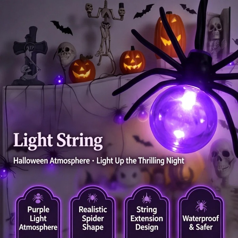 Outdoor Lighting Battery Powered - Guirlandes lumineuses LED en forme d'araignée