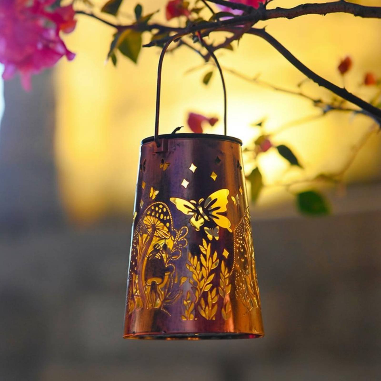 Outdoor Lighting Battery Powered - Lanterne de jardin à motif floral,