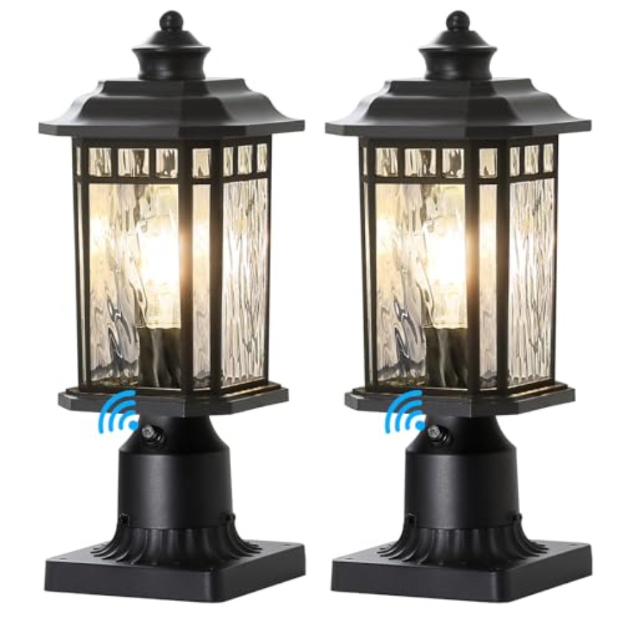 Outdoor Lighting Dusk To Dawn - Lot de 2 lampadaires d'extérieur, lampadaire