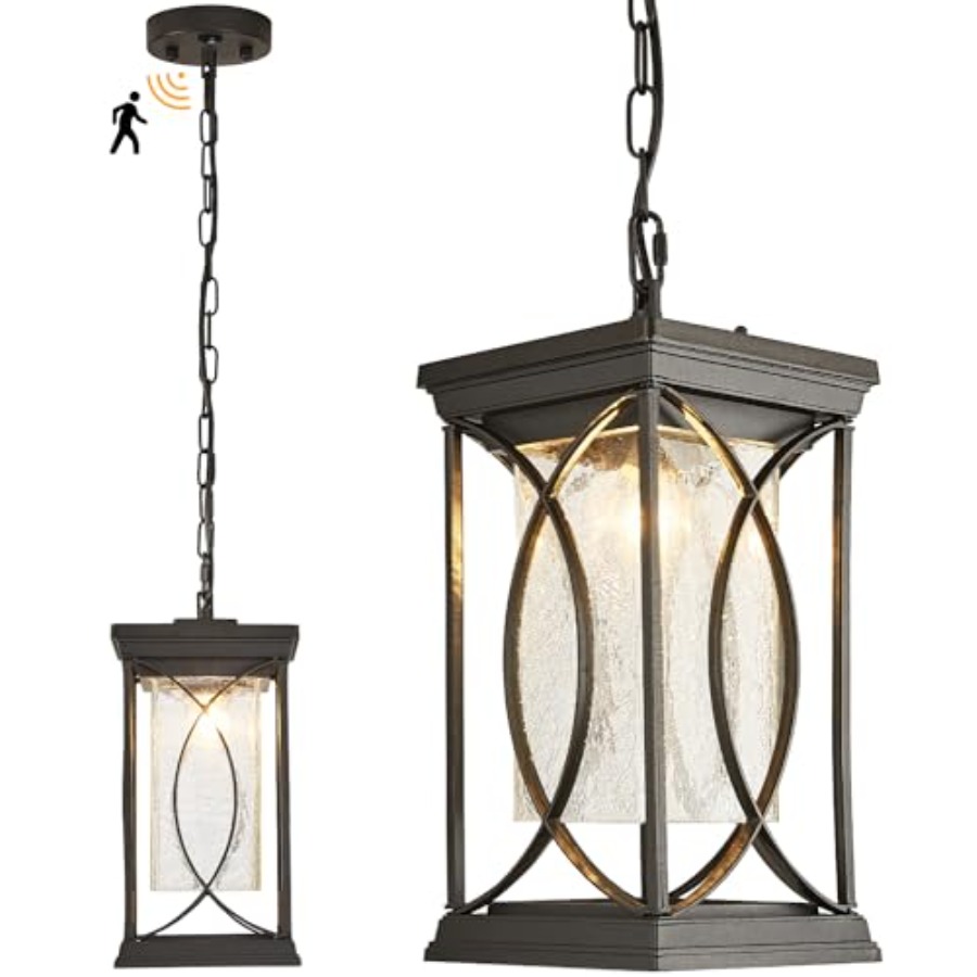 Outdoor Lighting Dusk To Dawn - Luminaires suspendus d'extérieur Motion, lanterne suspendue