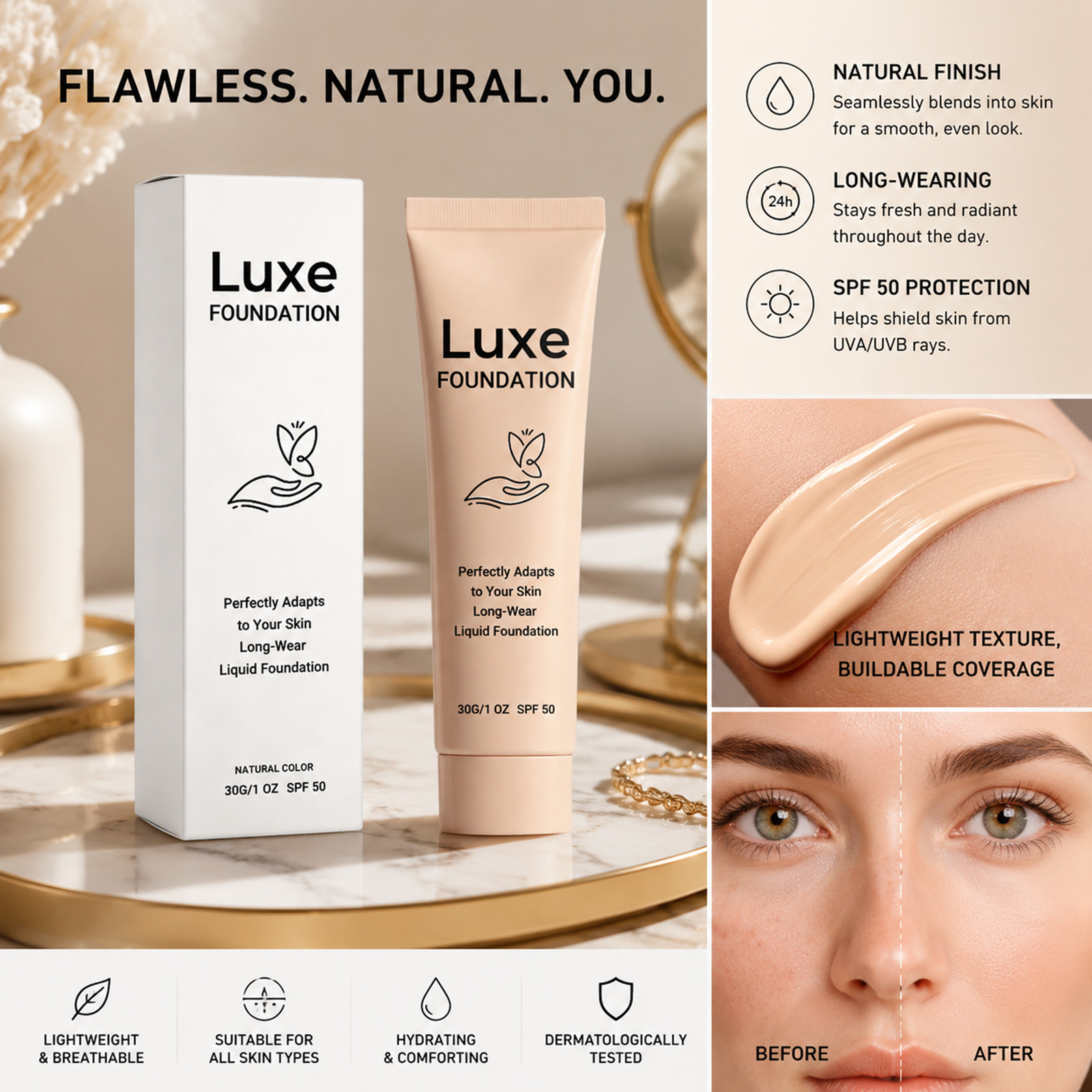 Fond de teint SPF 50+ changean - Color Changing Outdoor avis et prix